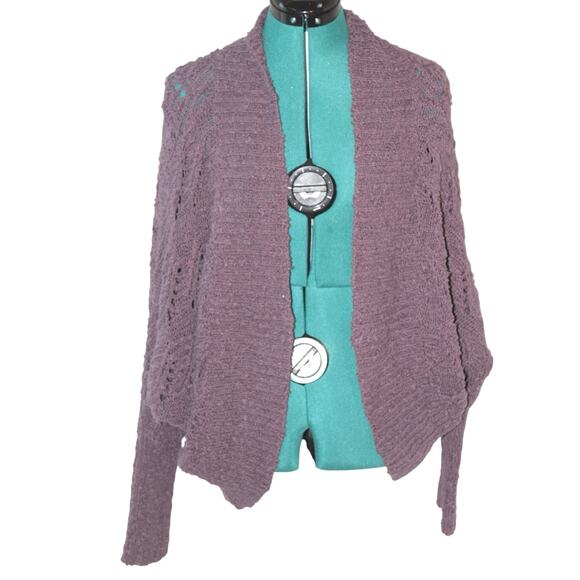 Moth by Anthropologie Dusty Plum Open Stitch Cocoon Cardigan Women’s Medium - Picture 2 of 4